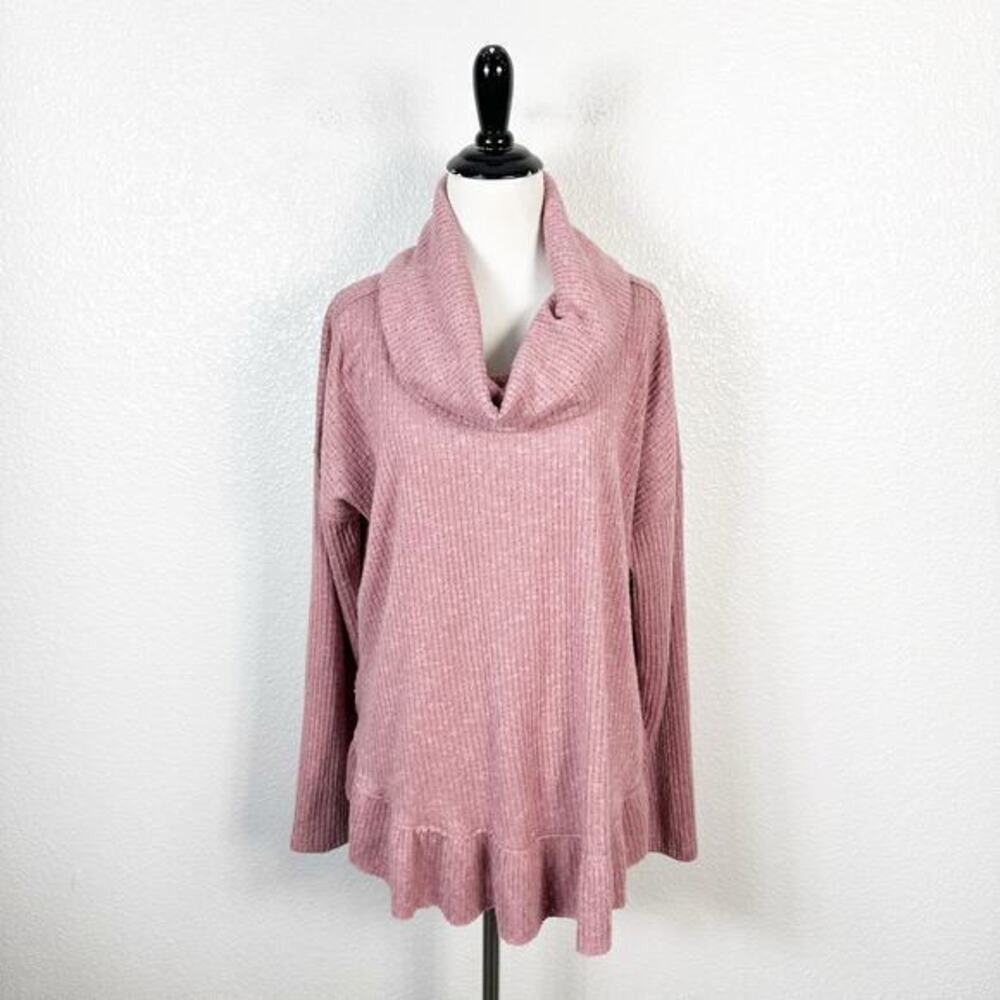 Maeve by Anthropologie Addie Ruffle Hacci Pullover Sweater‎ in Mauve Size Medium